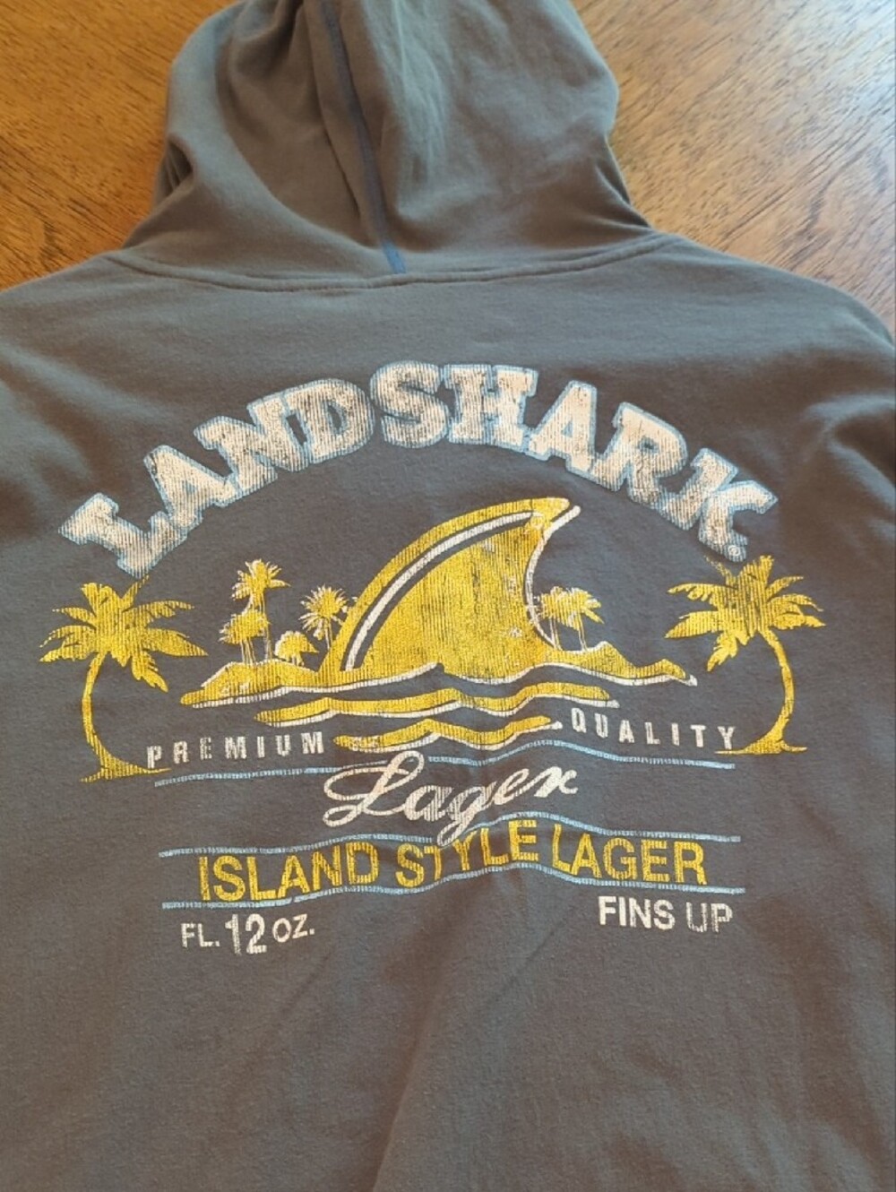 Landshark Lager Gray Half-Zip Hoodie Sweatshirt Lightweight Beachy Summer - Picture 4 of 6